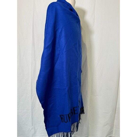 $1450 NWT BURBERRY PRORSUM Blue Luxurious Reversible Pure Cashmere Large Shawl - Picture 9 of 16